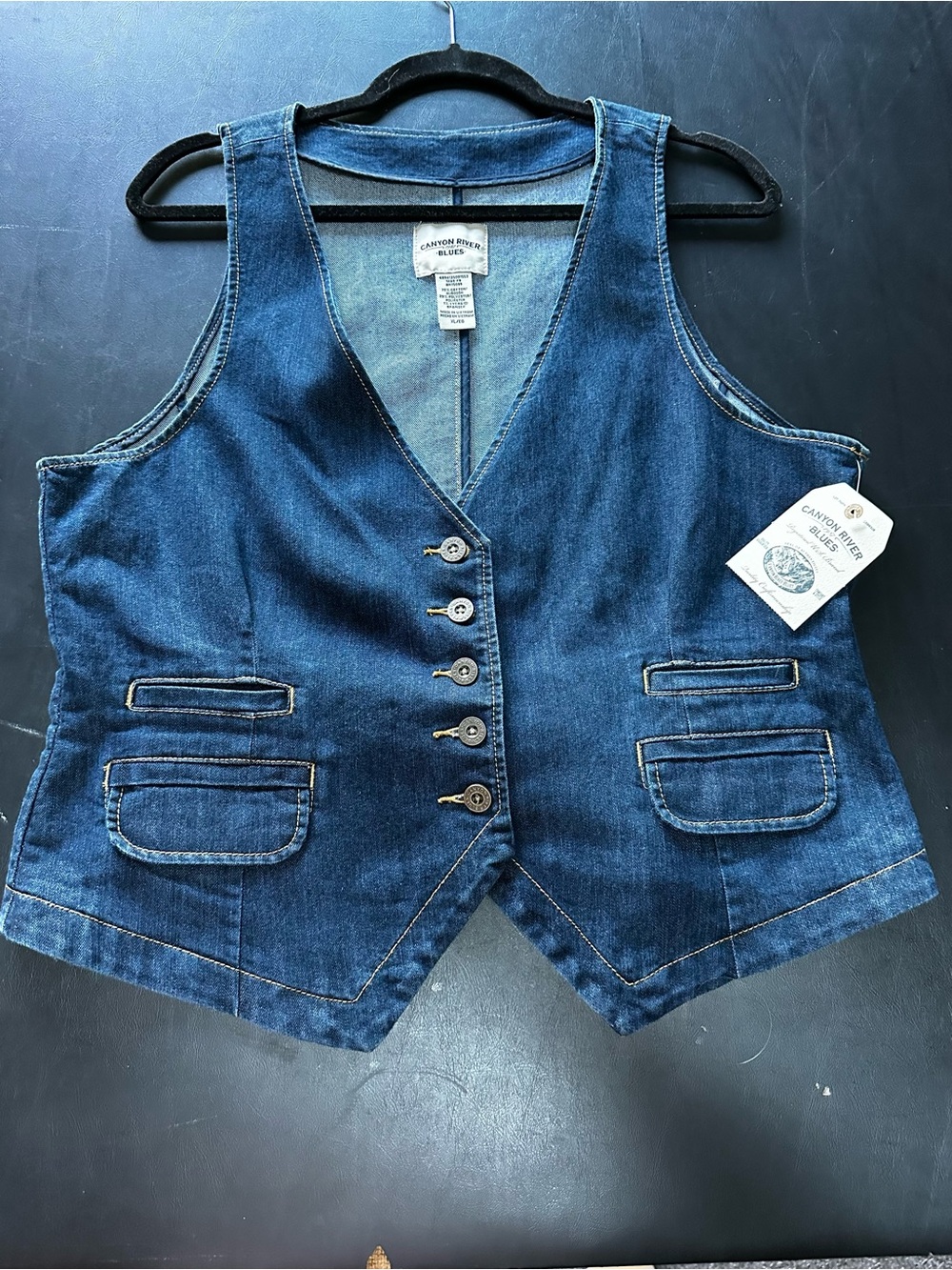 VINTAGE Canyon River Blues Denim Button Front Vest XL - NWT